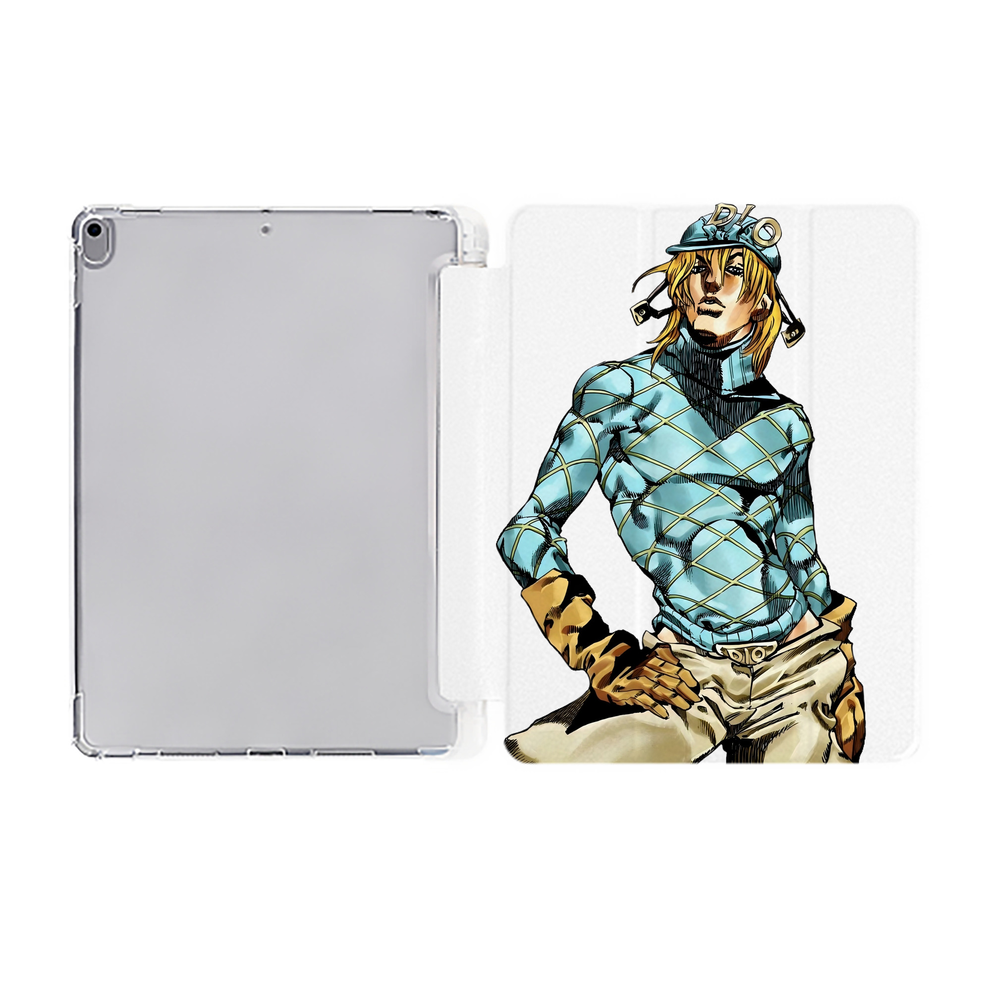 （画像用） ジョジョの奇妙な冒険 ディオ?ブランドー JoJo's Bizarre Adventure Dio Brando IPad ケース ペン収納付き 三つ折りスタンド PUレザー×シリコン 対応機種9.5/10.5/10.9インチ